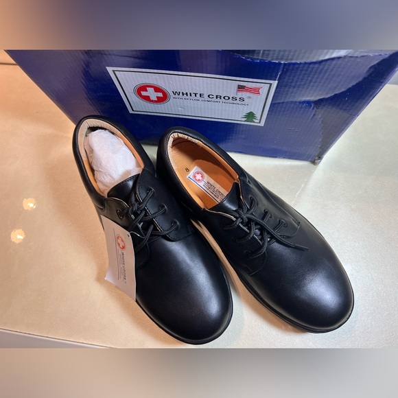 White Cross Official Eco-Friendly Comfort Work School Shoes Men’s 8 Black NEW - Picture 4 of 11